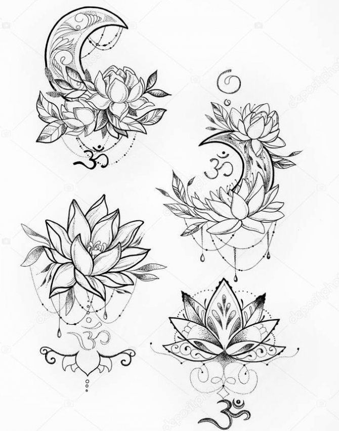 Jolis motifs pour le tatouage du lotus