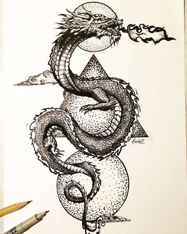Magnifique motif pour le dessin d'un tatouage de dragon