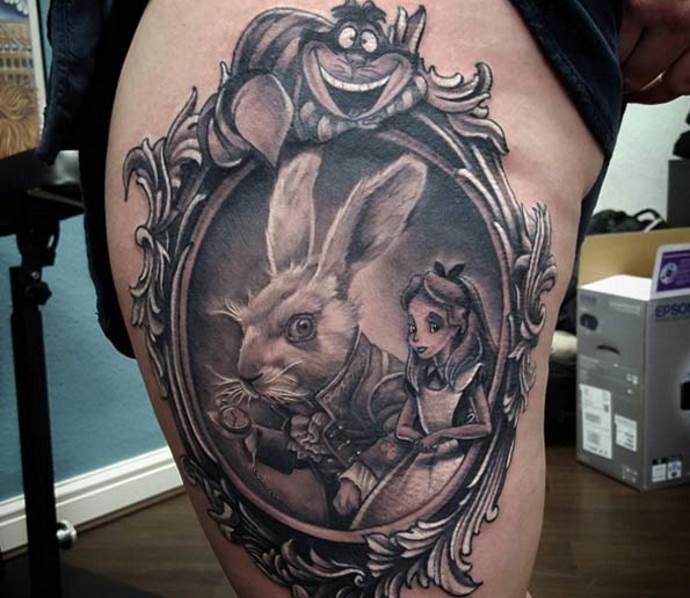 tatouage de fée lapin de conte de fées