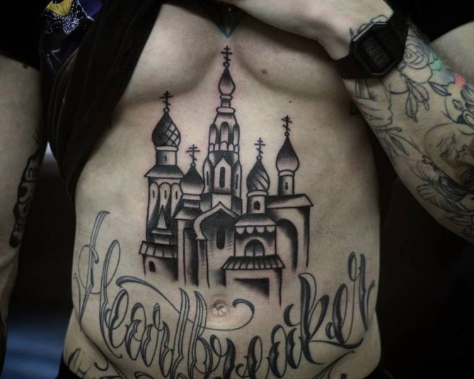 Tatouage en forme de dôme - image d'un voleur qui témoigne de ses remords ou informe d'une échéance.