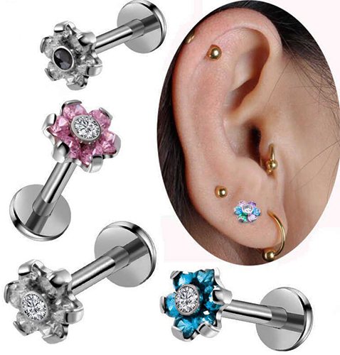 Un labret dans l'oreille (boucle d'oreille, décoration de piercing). Qu'est-ce que c'est, photo, où l'acheter