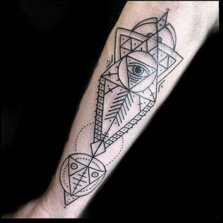 Tatouage de l'œil magique en triangle sur la main