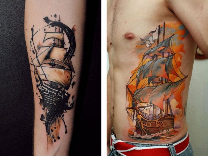Tatouage nautique boussole et bateau : signification, croquis homme et femme