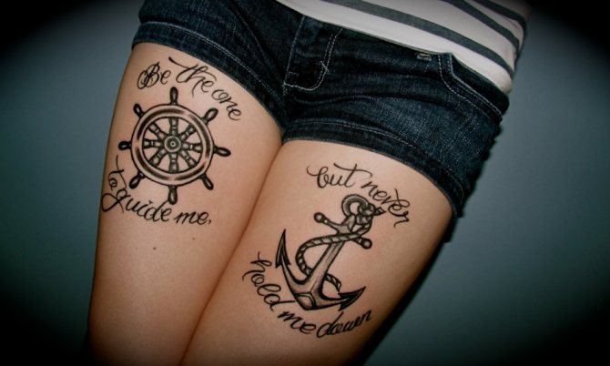 Tatouage nautique - boussole et ancre : signification, croquis homme et femme