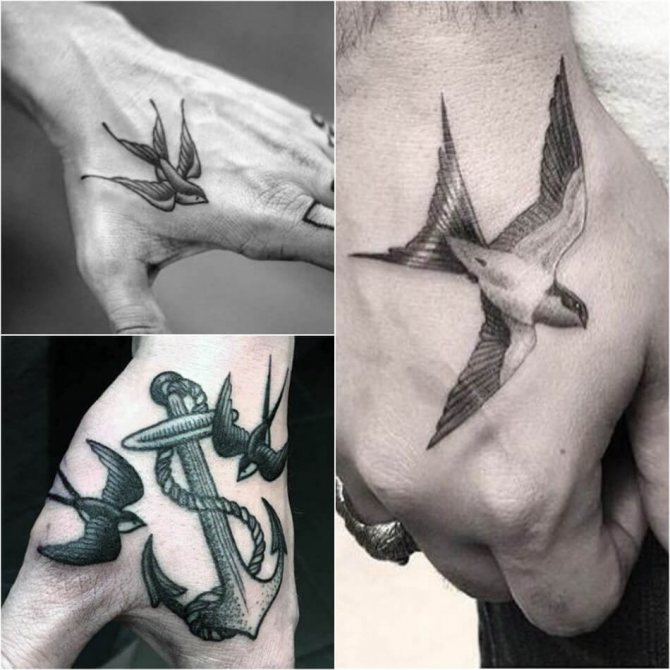 Tatouage hirondelle pour hommes - Tatouage hirondelle pour hommes - Tatouage hirondelle sur la main