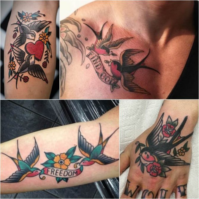 Tatouage hirondelle pour hommes - Tatouage hirondelle de style ancien pour hommes