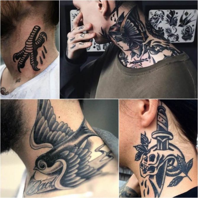 Tatouage de cou pour hommes - Tatouage de cou oldschool pour hommes