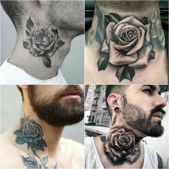 Tatouage de cou d'homme - Tatouage de cou d'homme en rose - Tatouage de cou d'homme en rose