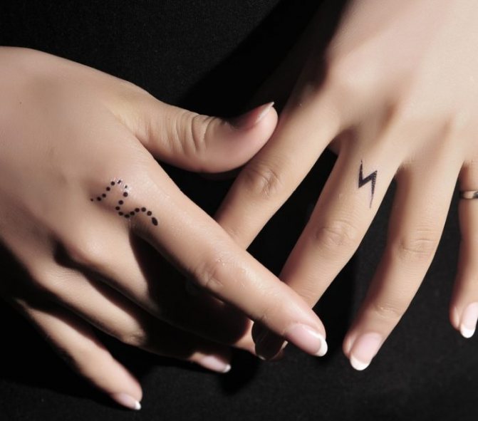 Très petits motifs de tatouage sur les doigts