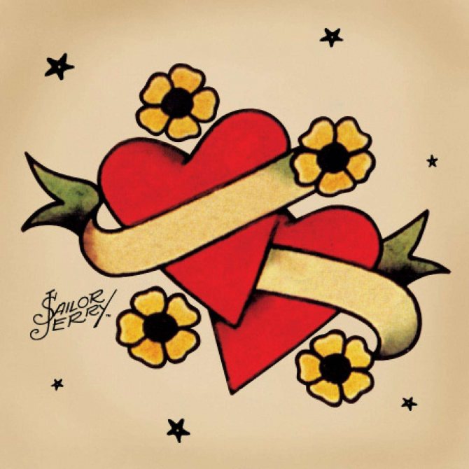 Coeur de tatouage oldschool