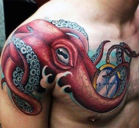Pieuvre sur l'épaule - photo de tatouage