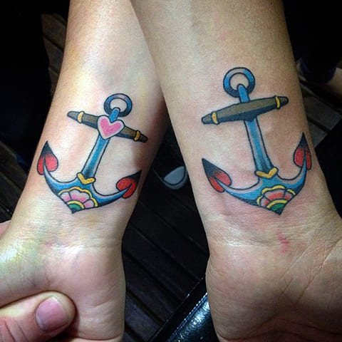Tatouage d'une ancre sur le poignet