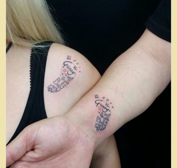 Tatouage familial sexy pour le jeune papa et la jeune maman à la naissance du bébé.