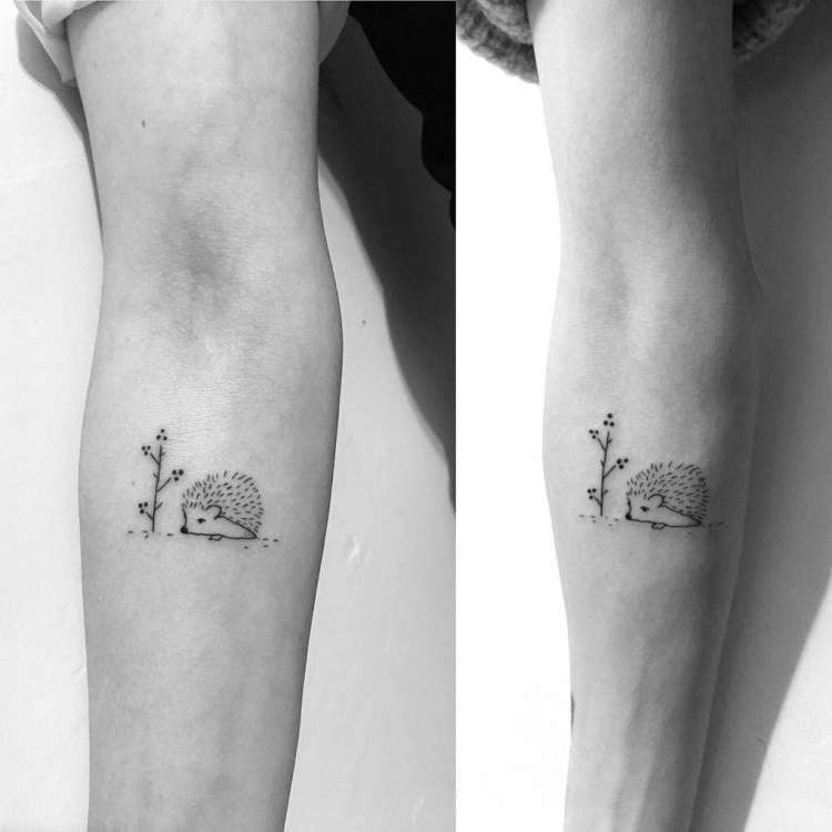 Tatouage de hérisson en paire - une option mignonne pour les filles