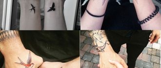Tatouages jumelés avec l'hirondelle