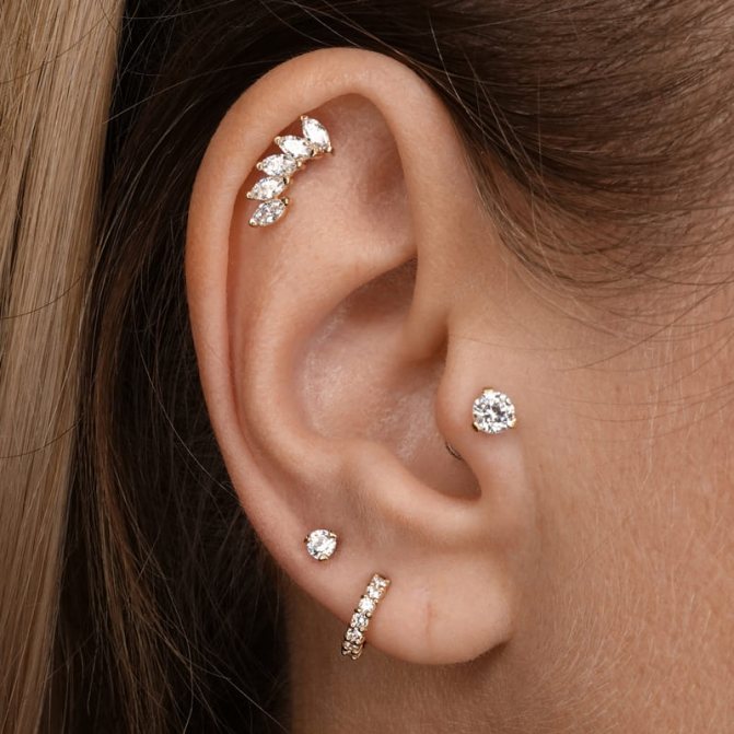 piercing du chélix, piercing du tragus, piercing du lobe