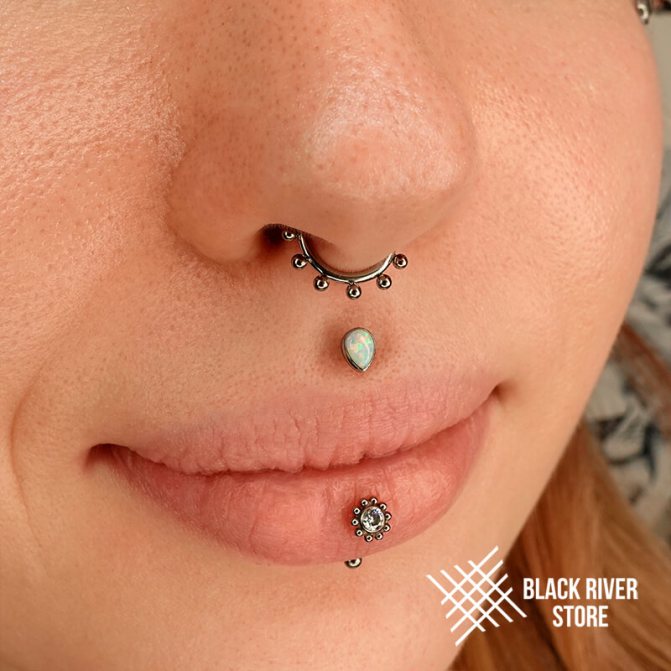 piercings du septum, piercings méduses, piercings labret verticaux