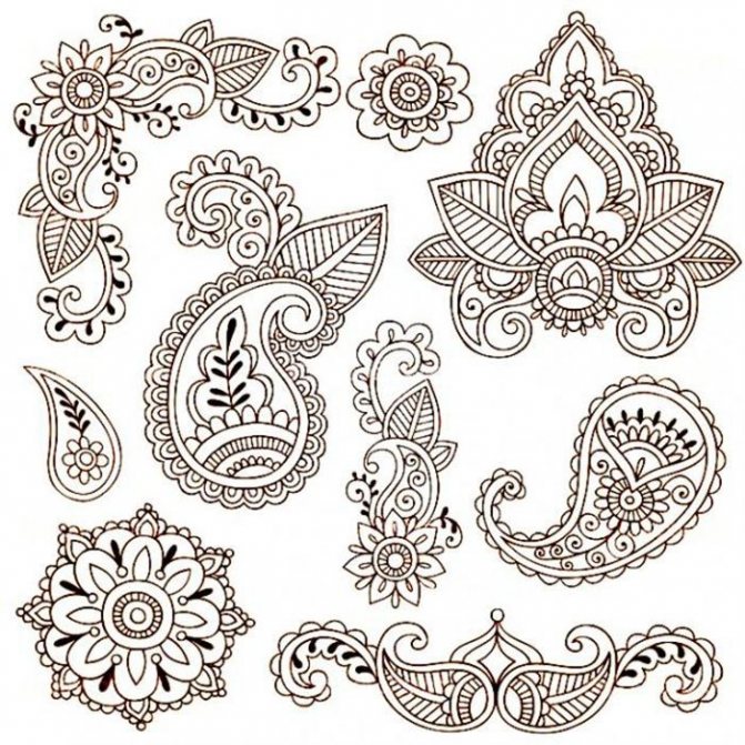 Sélection de croquis de fleurs Mehendi