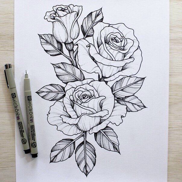 Des dessins similaires pour un tatouage en forme de rose sont assez populaires.