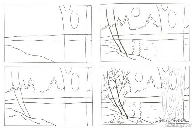 dessin pas à pas d'un paysage