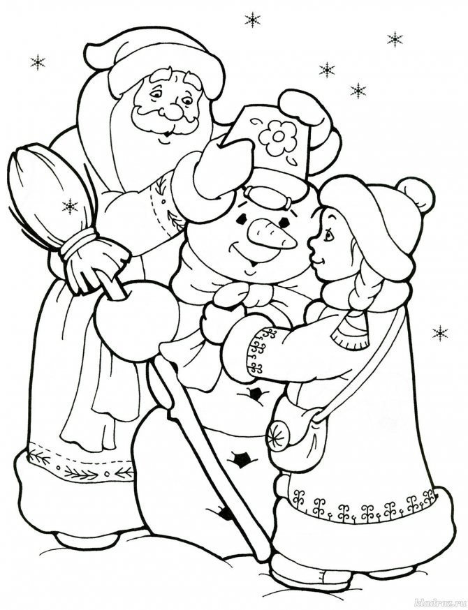 Coloriage avec le Père Noël et la Vierge des neiges 2021