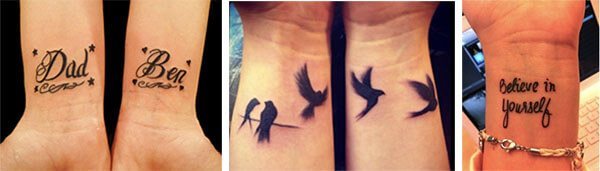 Divers tatouages sur le poignet