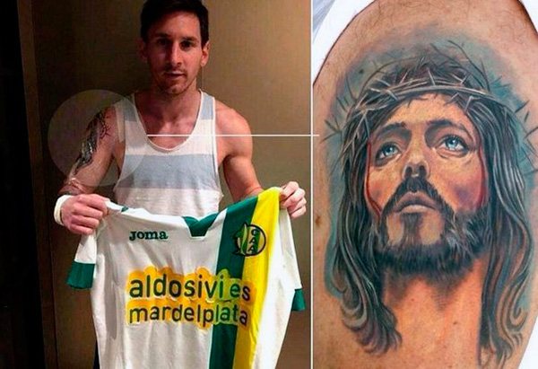 Messi Jésus tatouage religieux