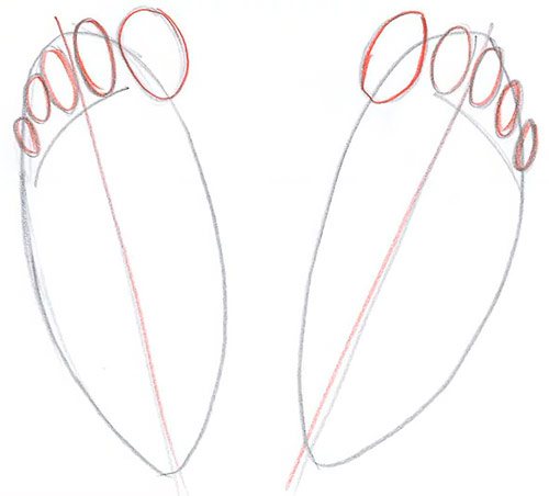 Dessiner deux pieds - Vue de dessus - Étape 3