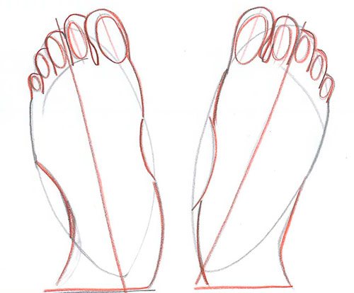 Dessiner deux pieds - Vue de dessus - Étape 6