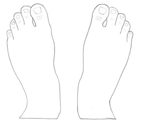 Dessiner deux pieds - Vue de dessus - Étape 7
