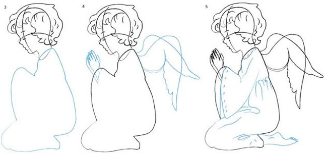 Dessin d'anges avec des ailes beau crayon