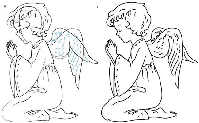 Dessin d'anges avec des ailes beau crayon