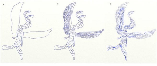 Dessin d'anges avec des ailes beau crayon