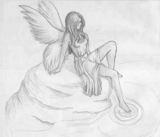 Dessins d'anges avec de belles ailes au crayon