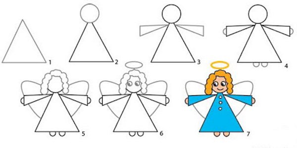 Dessin d'anges avec des ailes beau crayon