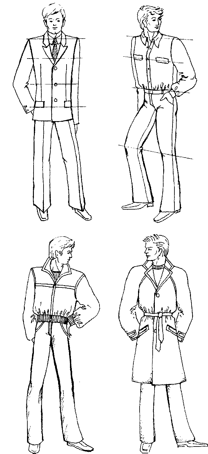 Dessins d'un homme portant des vêtements pour les enfants à dessiner