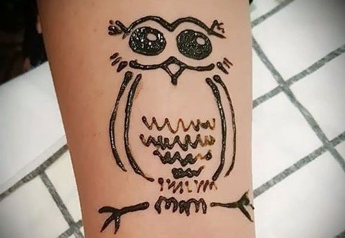 Dessins HeNDi pour débutants sur une jambe, un bras, un poignet. Des croquis simples, des pochoirs. Instructions étape par étape avec photos