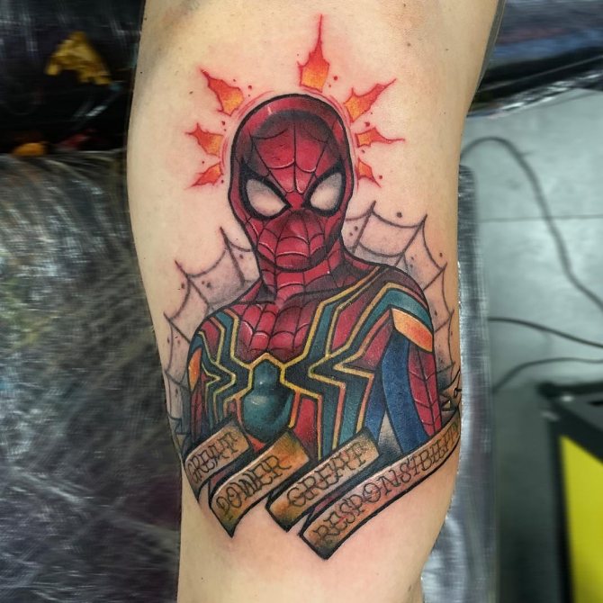 Dessin de Spider-Man avec tatouage