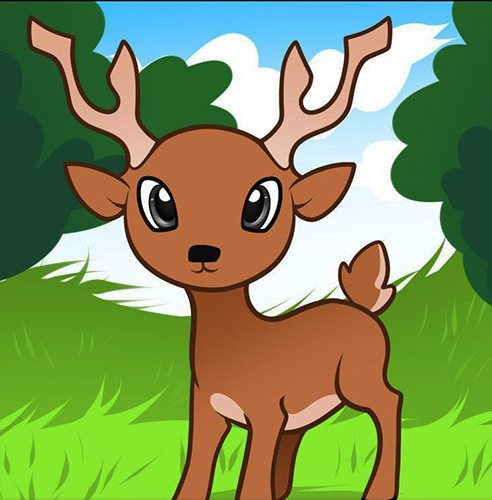 Dessin au crayon d'un cerf pour enfants : coloré, noir et blanc : nord, Nouvel An, géométrique, forêt
