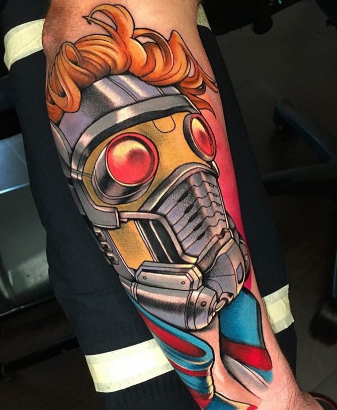 Dessin de l'avant-bras de Star Lord