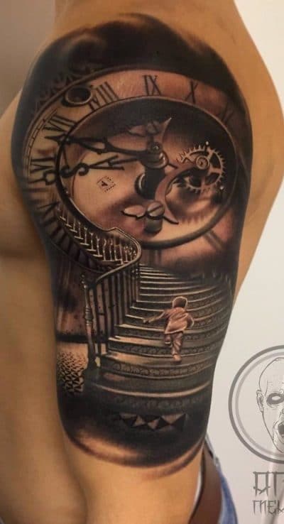 La taille d'une personne est symbolisée par une échelle et une montre.