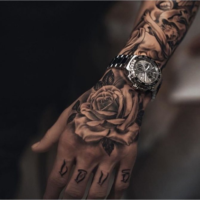 Rose à la main