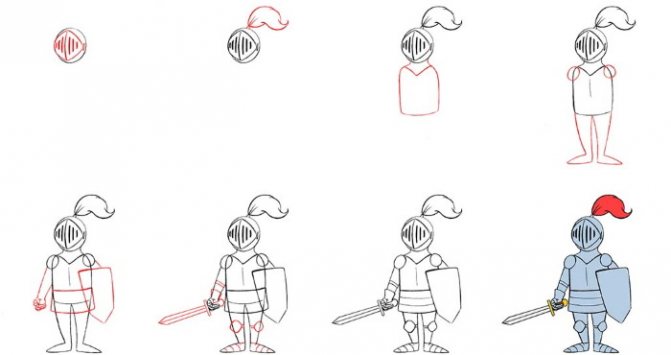 Chevalier en armure dessin au crayon pour enfants