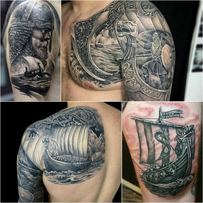 Tatouage scandinave - Tatouage de bateau viking - Tatouage viking