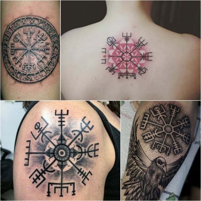 Tatouage nordique - Tatouage de la boussole runique - Tatouage de Vegvisir