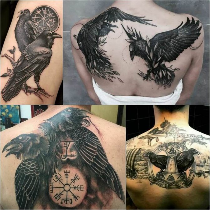 Tatouage scandinave - Tatouage du corbeau - Tatouage Hoogin & Munin