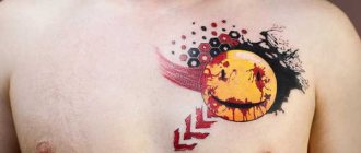 Tatouage d'un visage souriant et d'un point de polka thrash