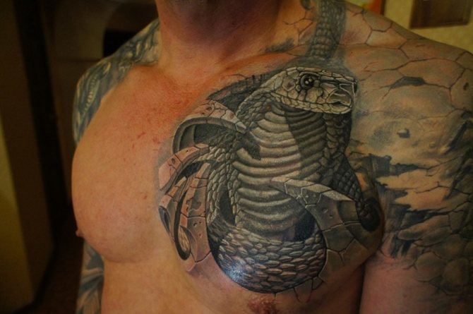 Tatouage : serpent menaçant