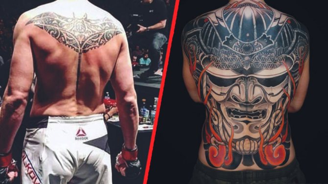 Tatouage d'Alexander Volkov. Avant et après.