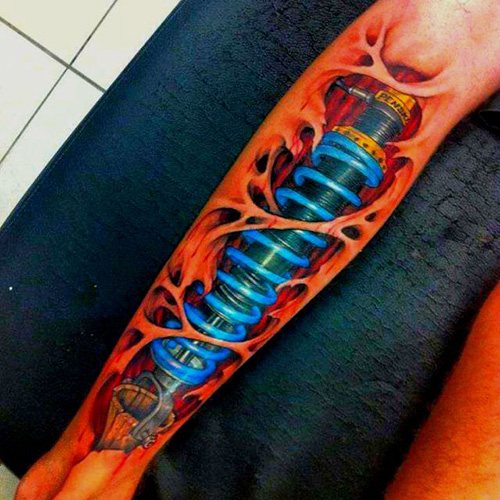 Amortisseur de tatouage sur la jambe. Photo, signification, croquis